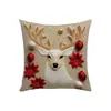 Funda de Almohada Navideña Tridimensional con Patrones de Reno, Muñeco de Nieve y Árbol de Navidad para Funda de Cojín de Sofá de Sala de Estar
