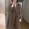 Abrigo Grueso de Corte Holgado de Alta Gama para Mujeres Pequeñas, Nuevo Abrigo de Lana de Longitud Media Estilo Hepburn Otoño e Invierno 2026 para Mujeres