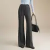 Pantalones acampanados rectos simples y elegantes para mujer, nuevo modelo otoño 2026, de cintura alta, adelgazantes, elegantes, cintura elástica, pantalones casuales de corte ajustado
