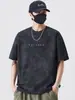 Moda Masculina de Verano 2026 Marca Suelta Camiseta de Manga Corta con Letras en Relieve, Top Versátil Casual de Media Manga