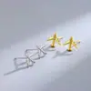 Pendientes de Plata de Ley S925 de Mini Avión para Mujer, Modernos y Compactos, Tachuelas para Hélice de Oreja de Estudiante Incrustadas con Diamantes, Pendientes Elegantes y Únicos