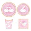 Mm180 Niñas Cisne Ballet Cisne Blanco Vajilla para Fiesta 8 Personas 4 Piezas Plato de Papel Vaso de Papel