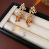 Brincos de pérolas de prata e zircônia, brincos femininos leves, luxuosos e sofisticados, estilo frio e elegante, brincos Mori, atacado feminino