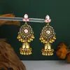 Brincos de Franja com Sino de Pérola Cravejados com Diamantes em Estilo Étnico Transfronteiriço para Mulheres, Design de Luxo Leve, Brincos Retrô, Brincos Boêmios