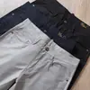Verão 2024 novo algodão modal sarja lavada stretch respirável Masculino cinco bolsos cor sólida reto calça casual