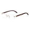 Gafas de Sol Retro con Templo de Madera para Hombres y Mujeres, Modernas Gafas Cuadradas Sin Marco con Protección Solar para Conducir, Gafas Transfronterizas