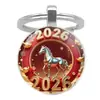 Chaveiro Pingente Redondo de Vidro Padrão Série Cavalo 2026 Venda Quente Transfronteiriça Decoração de Carro Ornamento Pendurado