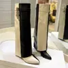 Botas Largas con Hebilla de Metal Calzado Femenino de Comercio Exterior Botas Altas para Pantalón Tacón de Cuña Botas de Montar Tacón de Aguja Talla Grande Botas Hasta la Rodilla