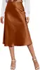 2022 Amazon Transfronteiriça Saia Feminina Média Cintura Alta Cor Sólida Cetim Vestido Zíper Elegante Verão