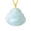Colgante de jadeíta natural con incrustaciones de plata S925. Colgante de jadeíta con incrustaciones de material peligroso, cadena de clavícula de jade para mujer con penetración de hielo de agua azul.