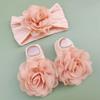Faixa de cabelo para bebê, meias antiderrapantes, conjunto de fontanela, faixa de cabeça protetora, 0-1 ano, chiffon fofo, flor grande, acessórios para cabelo de bebê