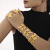 Pulsera Xinyixin de Acero Inoxidable con Hoja de Ginkgo Diseño Exagerado de Abertura Hueca Viento Europeo y Americano Chapado en Oro de 18k para Mujer