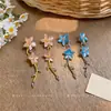 Brincos de Tarraxa com Franja de Flor de Strass Super Brilhantes Moda de Nicho de Alta Qualidade Simples Frescos Doces Versáteis Acessórios de Brinco para Mulheres
