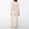 Conjunto de dos piezas transfronterizo para mujer 2025 Otoño Nueva Moda Casual Pantalón Recto Elegante Suelto Cuello en V Conjunto de Punto Acanalado