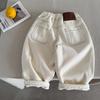 Pantalones Largos Infantiles Oso Pequeño 26 Invierno Marca de Moda para Niños Pantalones Rectos Forrados de Polar Bebé Niño Pequeño Algodón Lavado Casual Pantalones Rectos