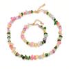 Conjunto de cadena de clavícula con cuentas de piedra natural irregular, directo de fábrica, nuevo, hecho a mano, collar y pulsera de cobre con cuentas de color