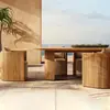 Mesas y Sillas de Exterior de Teca a Prueba de Lluvia y Sol Terraza de Hotel Patio Mesas y Sillas de Madera Maciza Muebles de Jardín para Casa Mesas y Sillas de Exterior