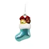 Calcetines de Navidad de cristal personalizados por el fabricante, pequeños adornos creativos, colgantes para el árbol de Navidad, decoraciones para el ambiente navideño