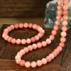 Elegante Retro Pulsera Collar de Piedra del Sol Rosa de 8 mm para Dama Joyería de Piedra Natural Regalo Joyería Transfronteriza