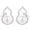 Pendientes de Calabaza con Perla de Plata 925 para Mujer, Elegantes Clavos de Perla de Agua Dulce, Joyería de Circonita de Lujo Ligero de Alta Gama