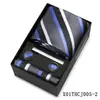 Conjunto de Presente com Gravata Listrada e Lenço Quadrado Masculino, Traje Formal Estilo Europeu, Nova Gravata de Alta Qualidade Amarrada à Mão, Estoque Pronto de Fábrica