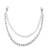 Joia Transfronteiriça Europeia e Americana Corrente de Cintura Simples de Pérola Artificial Acessórios Femininos Corrente de Metal Multicamadas Decoração de Corrente de Calça Estilo Retrô