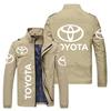 2024 Transfronteiriça Nova Cardigan Masculino com Gola Alta Estampado de Logo de Carro Europeu e Americano Jaqueta Esportiva Cor Sólida Casual para Jovens