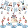 Banner navideño de cumpleaños de invierno transfronterizo con colores frescos, diseño de letras, adornos colgantes en espiral, topper para pastel y arreglo decorativo