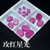 Gema Estrela Vermelha Rosa Cabochão Oval Pedra Solta Anel de Pedra Estrela Vermelha de Seis Raios Cabochão Gema Estrela Rubi