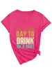 Es un Buen Día para Beber. Amazon Ebay Sitio Independiente Moda Versátil Camiseta de Manga Corta con Cuello en V para Mujer