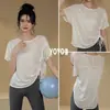 Ropa de yoga de verano para mujer, top deportivo ligero de secado rápido, camiseta de manga corta de corte holgado, ropa de fitness elegante de alta gama