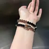 Pulsera de cuarzo ahumado natural, pulsera de obsidiana de piedra cruda genuina para mujer, adecuada para equilibrar los elementos metal y agua, pulsera apilable de doble bucle