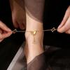 Tobillera de Acero de Titanio Mariposa Incrustada de Diamantes para Niña Estudiante, Estilo Coreano para Mujer, Simple, Oro Rosa, Diseño de Nicho, Joyería de Moda para Celebridades de Internet