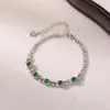 Yuebao Joyería Jade Natural Plata de Ley S925 Perlas Redondas Azul Agua Cadena Doble de Cinco Eslabones Pulsera en Capas de Alta Gama Venta al por Mayor