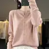 Cardigã de tricô redondo de manga comprida estilo francês para mulheres, casaco curto, suéter com design simples e estiloso, peça externa versátil, novo