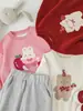 Wulibu 2026 Primavera y Otoño Nueva Serie de Frutas para Niñas Sudadera con Hombros Caídos Estampado de Dibujos Animados para Bebé Top Moderno