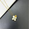 Colar Hefang Jewelry Flor de Íris Branca Cubo de Açúcar Cluster de Flores Fresia Corrente para Clavícula para Mulheres Venda por Atacado Dropshipping