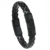Accesorios transfronterizos europeos y americanos: pulsera de cuero trenzado simple para hombre, pulsera de aleación con cierre magnético vintage, joyería estilo punk