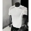 Nueva camiseta de verano de malla transpirable de secado rápido de manga corta para hombre, estilo americano versátil retro moderno marca retazos top de alta gama