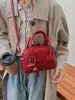 Bolso de Mano Cuadrado Pequeño de un Solo Hombro Versátil Retro de Color Sólido Bolso Cruzado Bolso Boston de Gama Alta para Mujer Comercio Transfronterizo