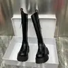 Botas de Montar Altas hasta la Rodilla Adelgazantes con Suela Gruesa para Aumentar la Altura para Mujer, Nuevo Estilo Otoño e Invierno 2026, Botas Altas de Cuña Gruesa de Piel Genuina