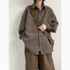Camisa xadrez masculina manga longa primavera e outono vintage retrô americana casual solta versátil gola de lapela jaqueta camisa