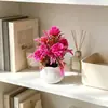 Nueva planta artificial de hierba de peonía de 5 piezas en maceta para decoración de mesa de hotel, maceta mini para fotografía y arreglo