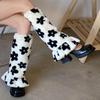 Calcetines de pelo Mao Mao a prueba de frío con estampado de leopardo, cubre pierna de media caña, calcetines de invierno cálidos y gruesos para pierna ancha, estilo y2k para chica popular