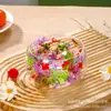 Bol de Cristal con Flores Secas para Postre, Frutas y Verduras, Sopa y Fideos, Estilo Minimalista Moderno