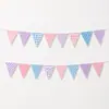 Banderines triangulares coloridos para fiesta de cumpleaños de bebé, pancartas de decoración para jardín de infantes, banderines triangulares de colores, en stock del fabricante