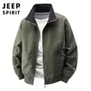 Jaqueta Reversível Jeep Casual 2025 Estilo Primavera e Outono Peça Única Dupla Face Solta Casual Gola Alta Casaco Tamanho Grande 7955