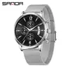 Relógio Masculino Marca Sanda Negócios Luminoso Calendário Quartzo Casual Redondo Seis Ponteiros À Prova D'água Relógio Fábrica Atacado
