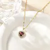 Collares de Doce Piedras de Nacimiento Transfronterizos Europeos y Americanos de Venta Caliente, Adornos para el Cuello de Gama Alta, Cadenas para la Clavícula en Forma de Corazón con Circonita Microincrustada Venta al por Mayor