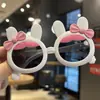Óculos de sol polarizados infantis de coelho laço duplo silicone cruzamento óculos de sol de bebê moda fofo desenho animado menina